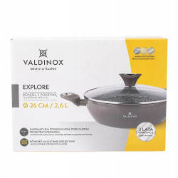 Rondel indukcja 2,6 l głęboka patelnia z pokrywką Valdinox Explore 26 cm