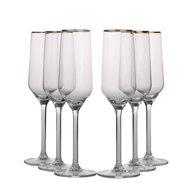 RUBIN GOLD KOMPLET 6 KIELISZKÓW SZAMPAN 220 ML