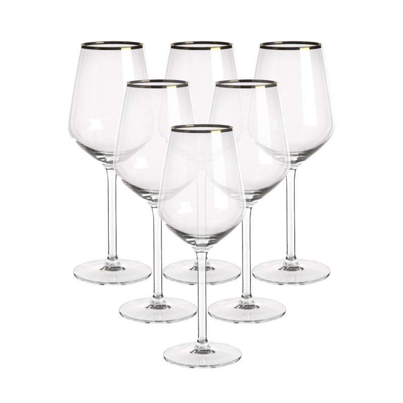 RUBIN GOLD KOMPLET 6 KIELISZKÓW WINO BIAŁE 370 ML