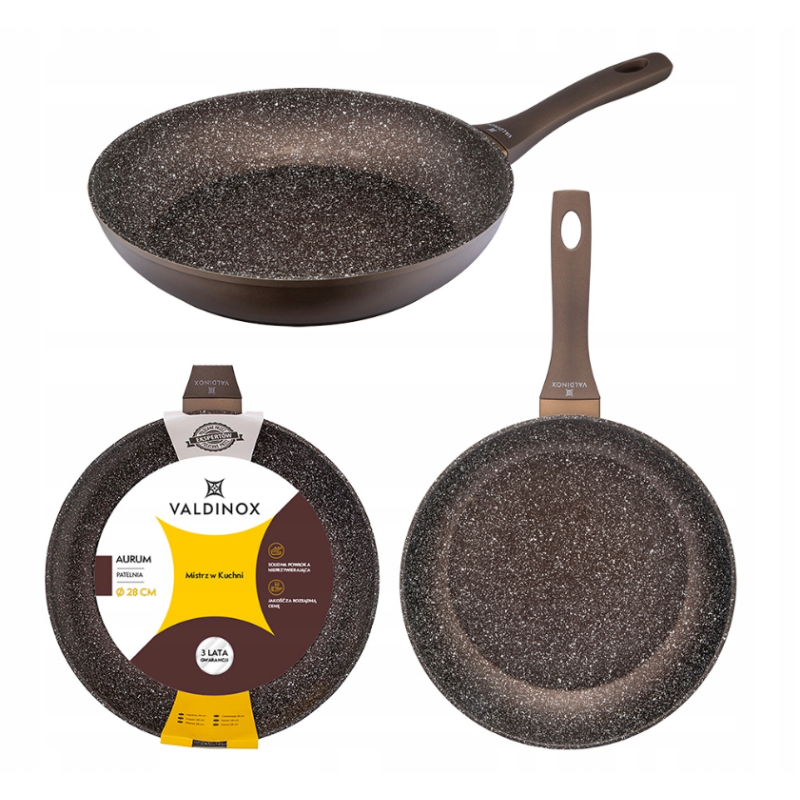 Patelnia tradycyjna duża nieprzywierająca Valdinox Aurum 28 cm indukcja gaz