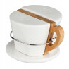 REGULAR SOLNICZKA I PIEPRZNICZKA PORCELANOWA Z BAMBUSOWYM UCHWYTEM