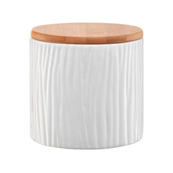 Pojemnik ceramiczny Tuvo z wytłoczeniami z bambusową pokrywką 670 ml AMBITION