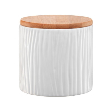 Pojemnik ceramiczny Tuvo z wytłoczeniami z bambusową pokrywką 670 ml AMBITION