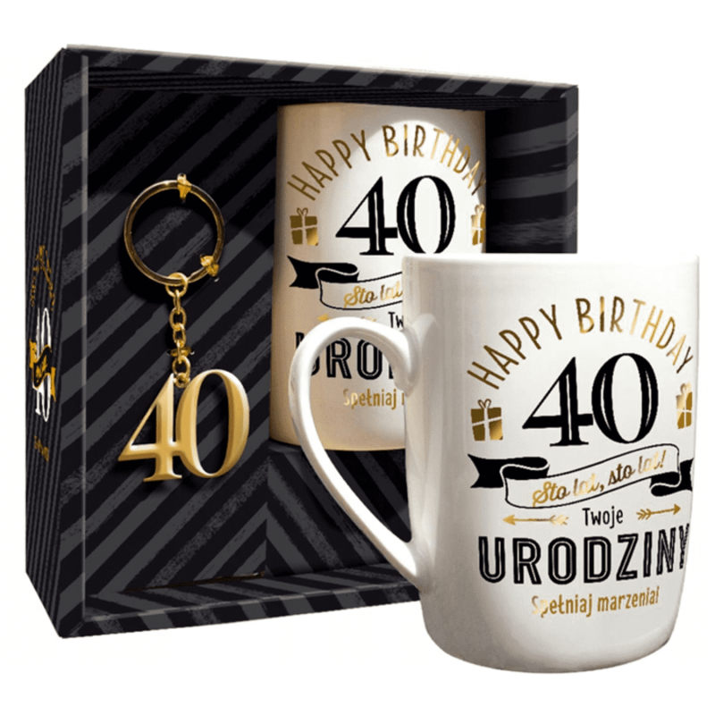 KUBEK 40 LAT Z BRELOKIEM MAD DOTS NA PREZENT