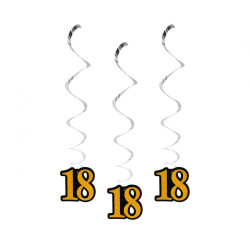 Dekoracja wisząca B&C 18, czarno-złota, 14 cm, 3 szt.