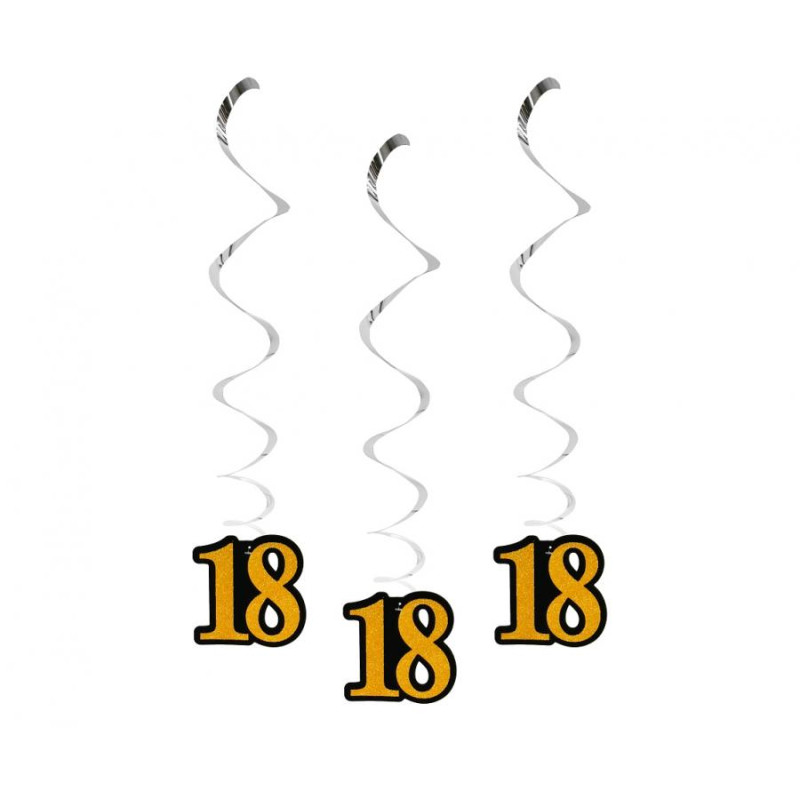 Dekoracja wisząca B&C 18, czarno-złota, 14 cm, 3 szt.