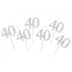 Piker 40, srebrny, 6 szt