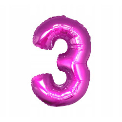 BALON FOLIOWY CYFRA 3 92CM RÓŻOWY