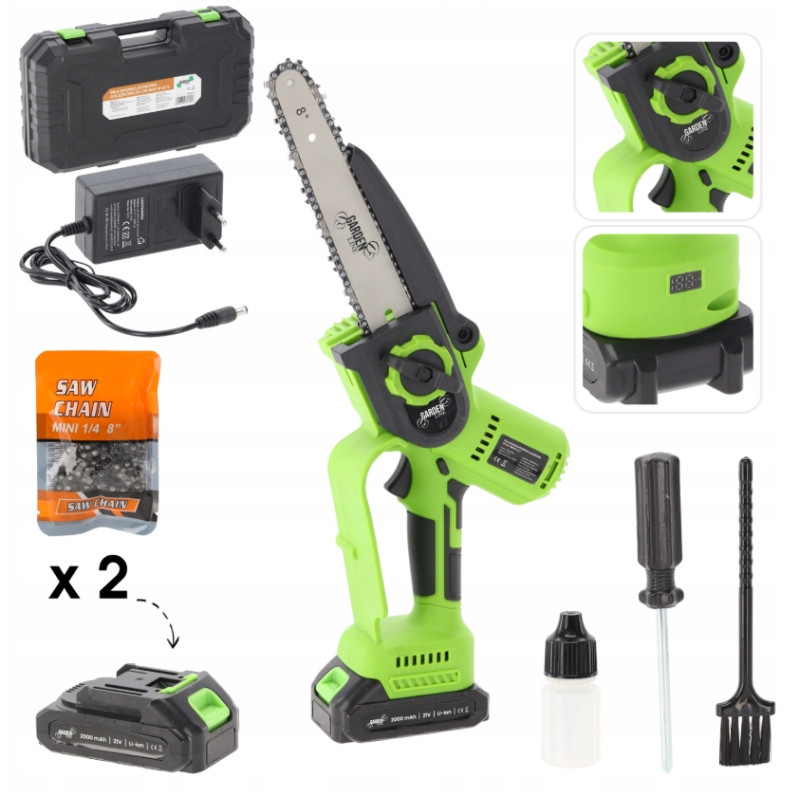 MINI PIŁA ELEKTRYCZNA ŁAŃCUCHOWA AKUMULATOROWA GAŁĘZIOWA 20 CM 900W 21V +