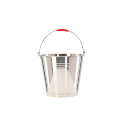 Metalowe Wiadro - uchwyt czerwona rączka - stal nierdzewna - 12L