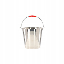 Metalowe Wiadro - uchwyt czerwona rączka - stal nierdzewna - 10L