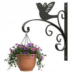Uchwyk Hak Wieszak Na Doniczkę PTAK kwietnik ścienny czarny ozdobny Metal