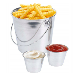 Wiaderko do frytek z pojemnikami na sos 3 el. do restauracji pubu frytki