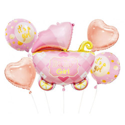BALONY FOLIOWE ZESTAW WÓZEK 5SZT