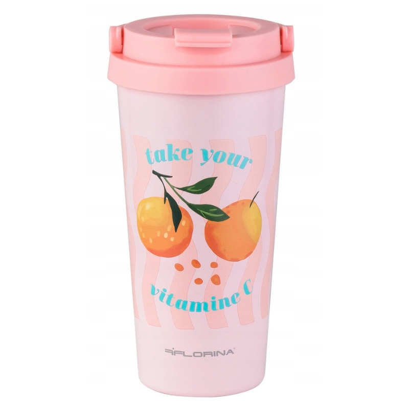 KUBEK TERMICZNY NIERDZEWNY ORANGE HAPPY 500ML