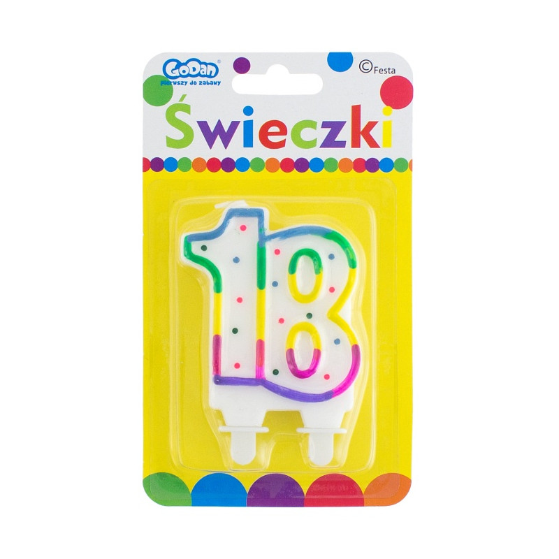 ŚWIECZKA NA TORT 18 Z KROPECZKAMI