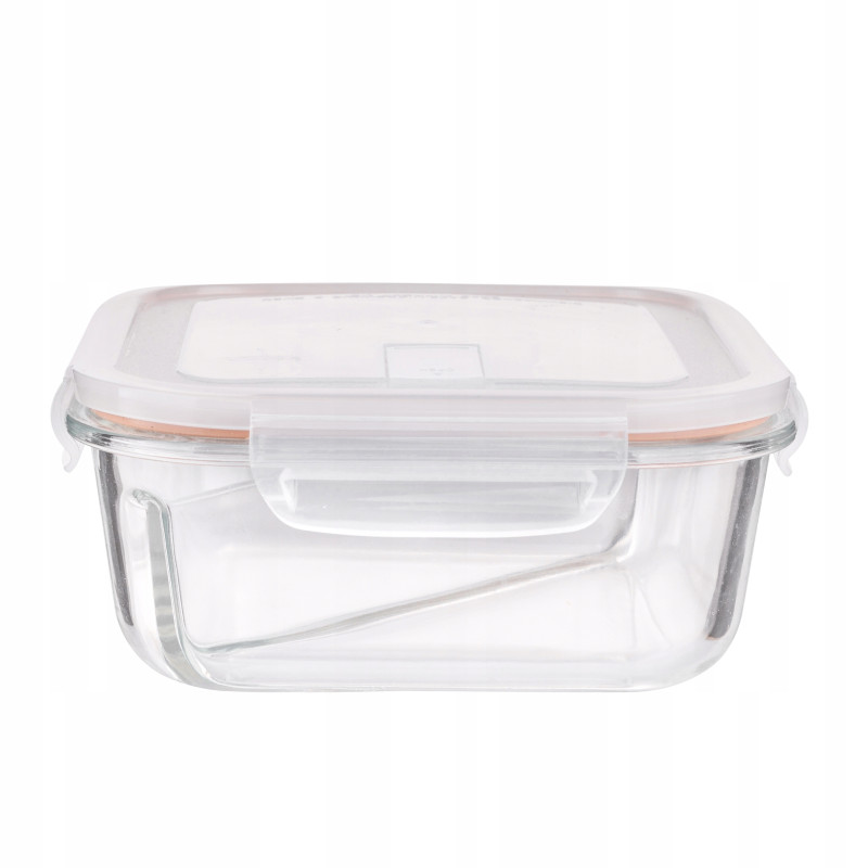 NOBLE POJEMNIK ŻAROODPORNY 2-DZIELNY Z POKRYWKą KWADRATOWY 1.1L 18.5X18.5X7.5CM