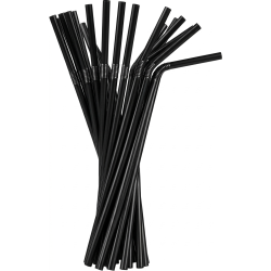 Słomki plastikowe wielokrotnego użytku czarne łamane 20 szt. 21cm