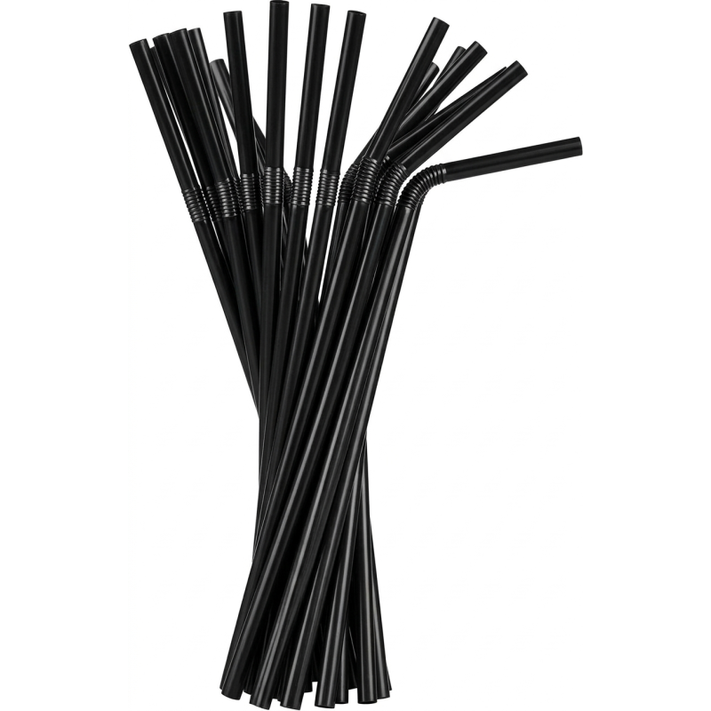 Słomki plastikowe wielokrotnego użytku czarne łamane 20 szt. 21cm