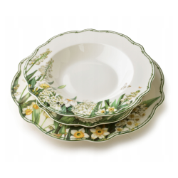 TALERZE SERWIS KOMPLET OBIADOWY 18 EL. PORCELANA NIEREGULARNY KSZTAŁT