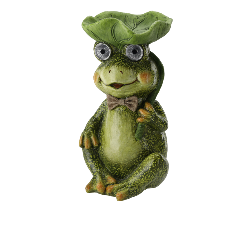 FIGURKA OGRODOWA ŻABA KARMNIK ZE ŚWIECĄCYMI OCZAMI 21,5 x 20 x 35,5 CM LED