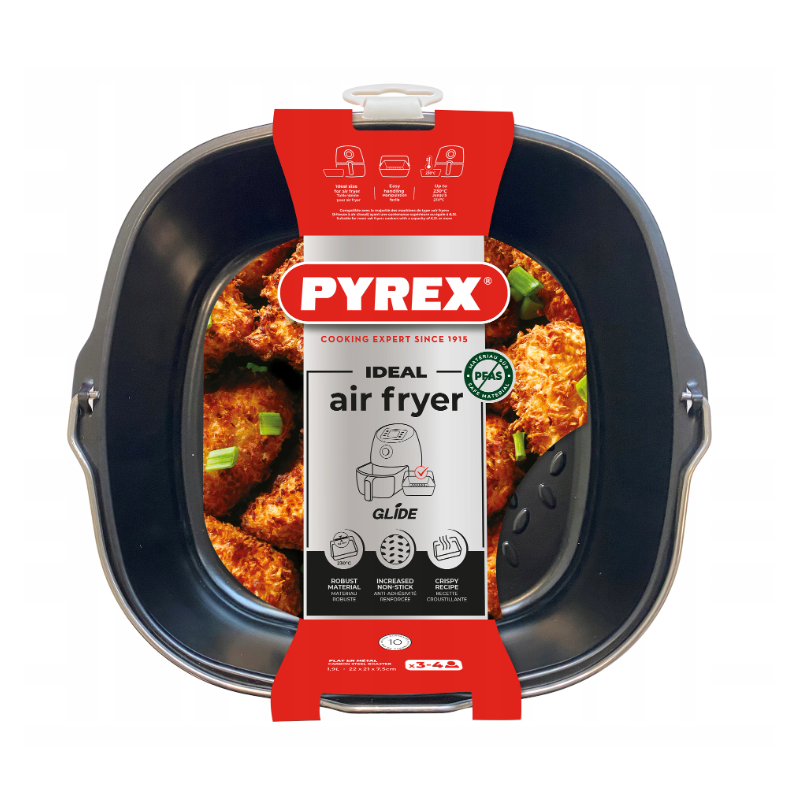 Koszyk pojemnik metalowy z uchwytem do AIR FRYER 22x21 cm PYREX kwadratowy