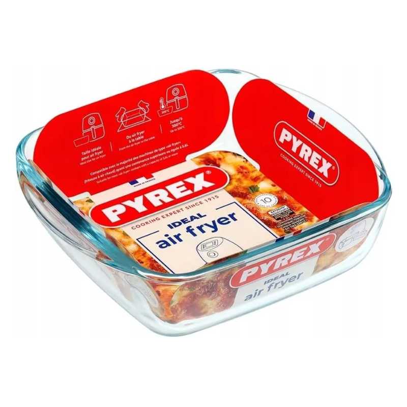 PYREX do AIR FRYER Naczynie Żaroodporne Pojemnik Kwadratowe 20x17x6cm 1L