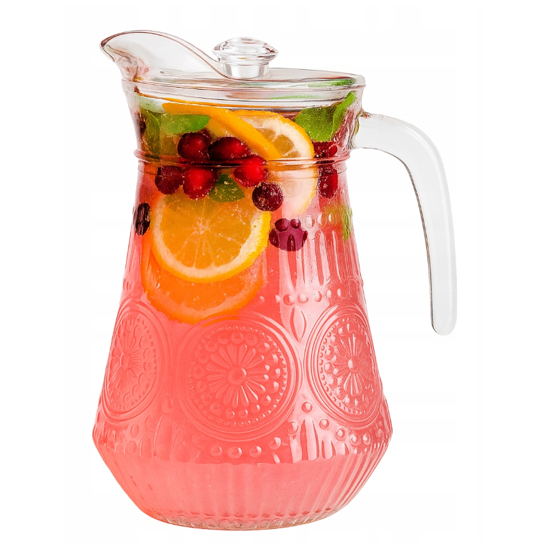 Dzbanek szklany z pokrywką na wodę sok do napojów Altom Design Daisy 1,2 l