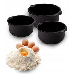 Komplet misek kuchennych 1,5/2/3 l Miski plastikowe Altom Design czarne