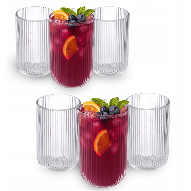 Szklanki do napojów drinków ryflowane Altom Design Selena 430 ml Zestaw 6