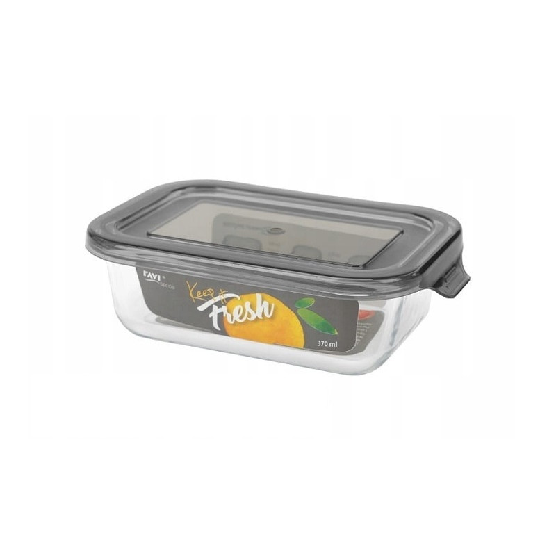 KEEP IT FRESH Poj ze szkła żaroodpornego 370ml (prostok) wz. GREY