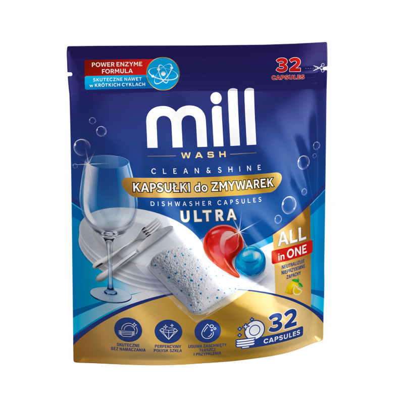 MILL Kapsułki do zmywarek CLEAN&SHINE Ultra 32szt