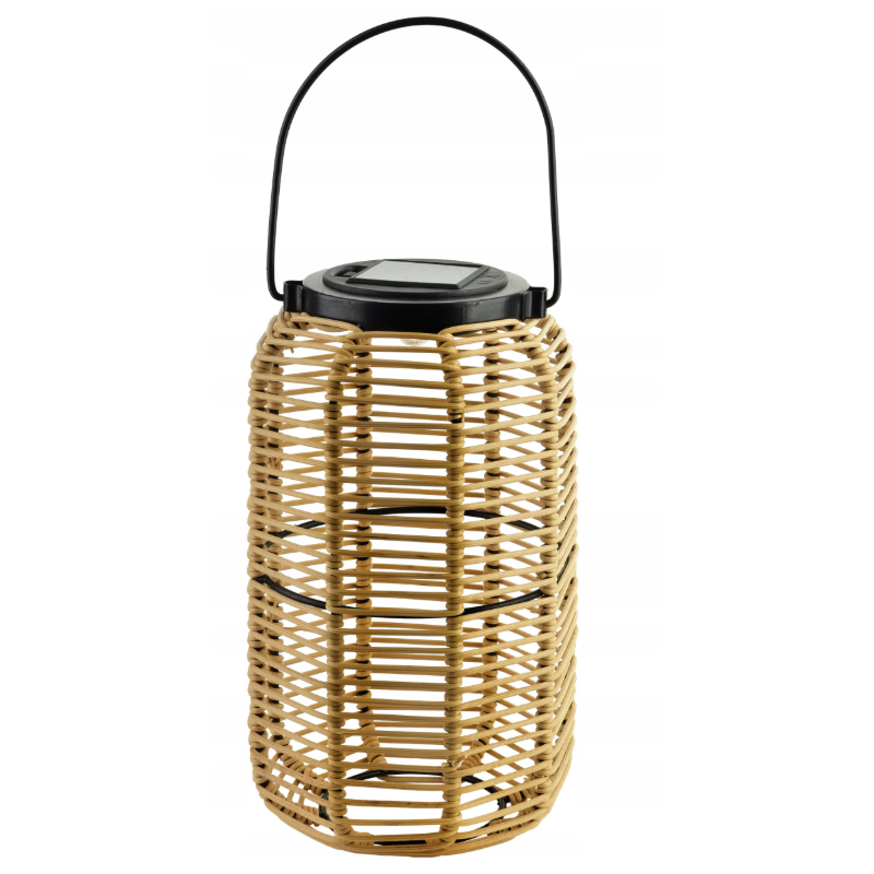 Lampion solarny 36cm naturalny z uchwytem na taras balkon ogród