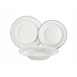 SERWIS KOMPLET OBIADOWY SREBRNA LINIA 18EL PORCELANA