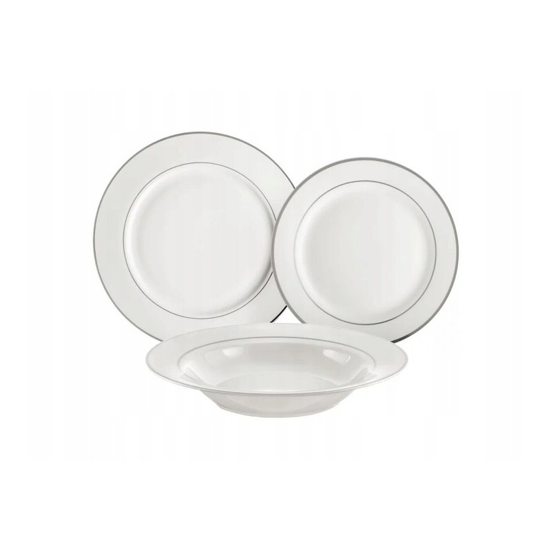 SERWIS KOMPLET OBIADOWY SREBRNA LINIA 18EL PORCELANA