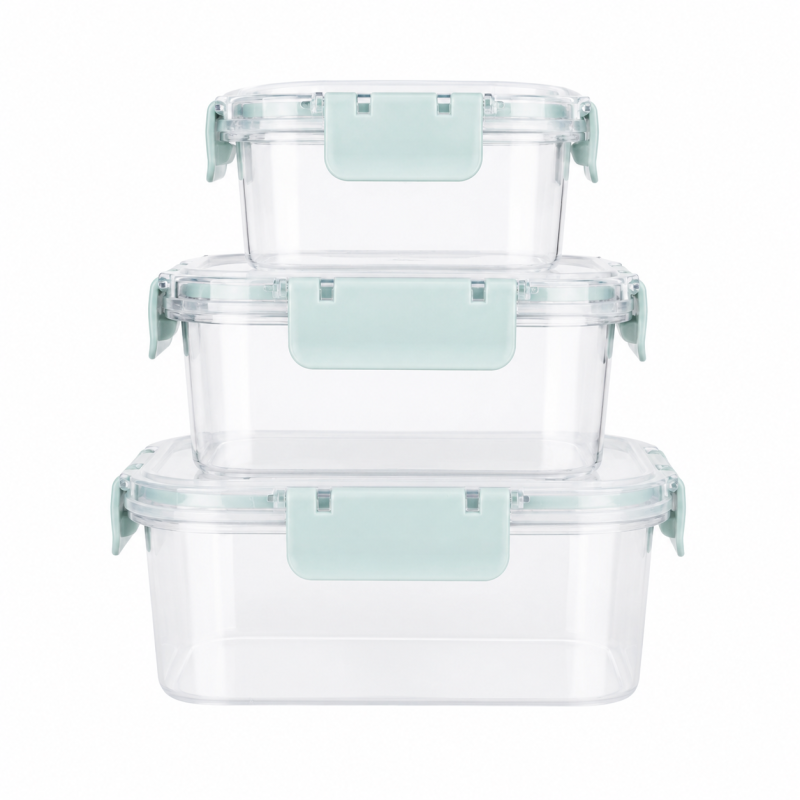 Pojemniki na żywność plastikowe z uszczelką 3szt LUNCH BOX BPA FREE