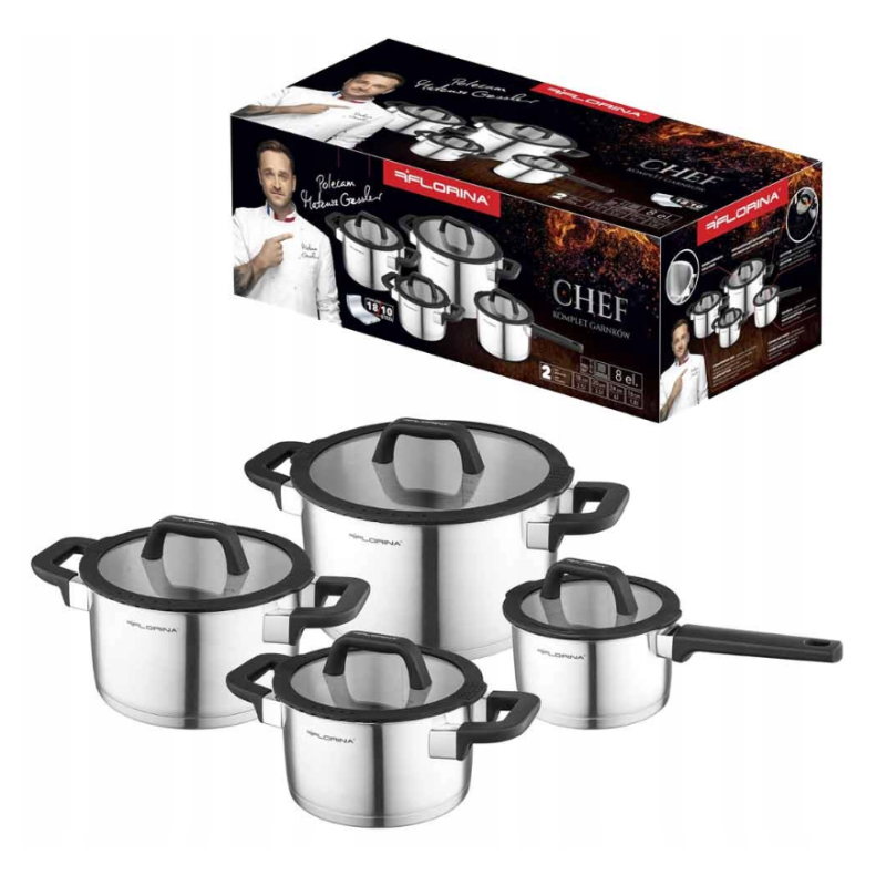 Zestaw garnków FLORINA Chef 8 cz. Indukcja Inox by Mateusz Gessler