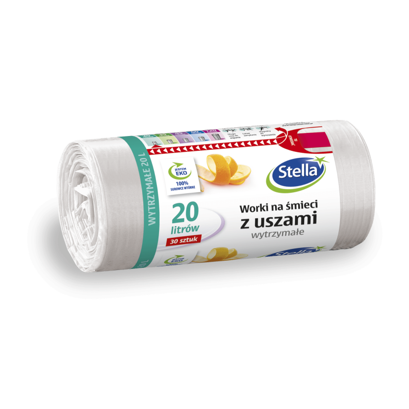 WORKI NA ŚMIECI 30SZT MOCNE Z USZAMI 20L STELLA BIAŁE