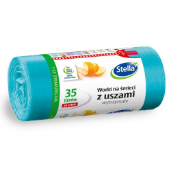 WORKI NA ŚMIECI Z USZAMI MOCNE STELLA 35L 30SZT TURKUSOWE