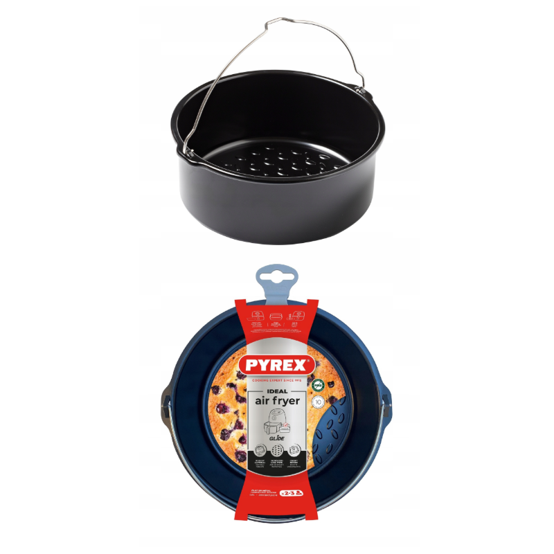 Koszyk pojemnik metalowy z uchwytem do AIR FRYER 20x19cm 1,6L PYREX okrągły