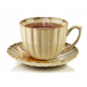 FILIŻANKA ZE SPODKIEM PORCELANOWA 300ML DO KAWY BEŻOWA RYFLOWANA HERBATY