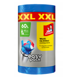 JAN Niezbędny ZAWIĄZYWALNE NIEBIESKIE worki na śmieci EASY PACK 60l 40szt