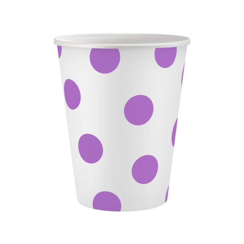 Kubeczki pap. Groszki, lawendowe, 250 ml, 6 szt.