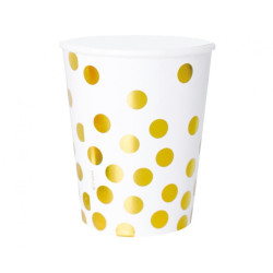Kubeczki papierowe "Złote groszki", białe, 270 ml, 6 szt.
