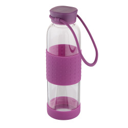 BUTELKA SZKLANA W SILIKONOWEJ OSŁONIE 550ML FIOLETOWA