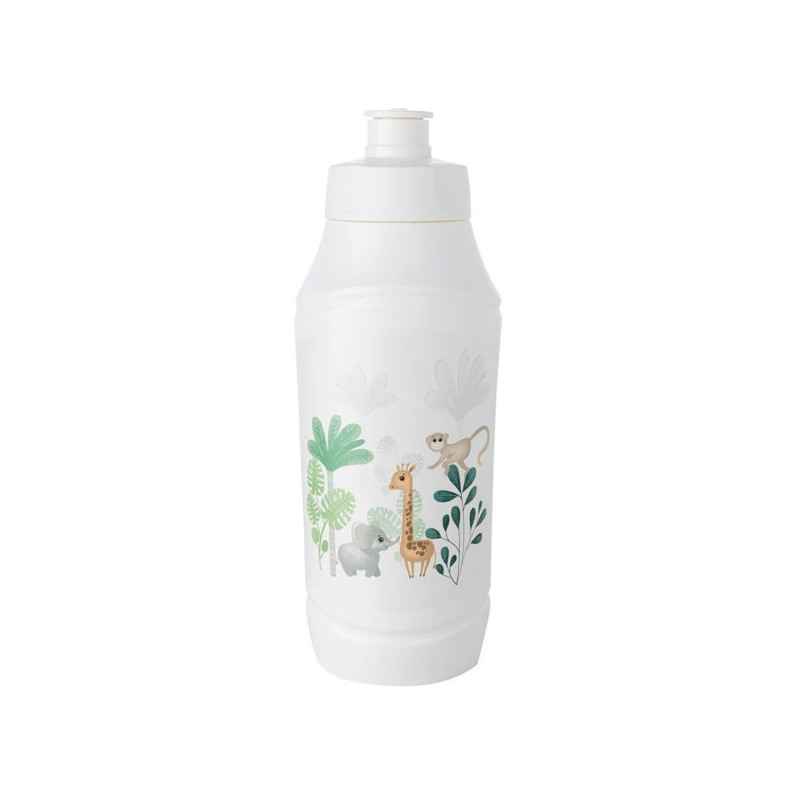 Bidon szkolny / butelka z ustnikiem dla dzieci Praktyczna Forever Young Safari 375 ml biały
