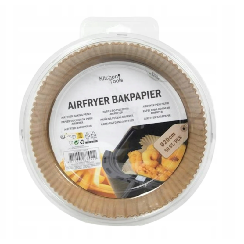 PAPIER DO AIR FRYER OKRĄGŁY 20X20 CM 50 SZTUK DO FRYTKOWNICY PIECZENIA