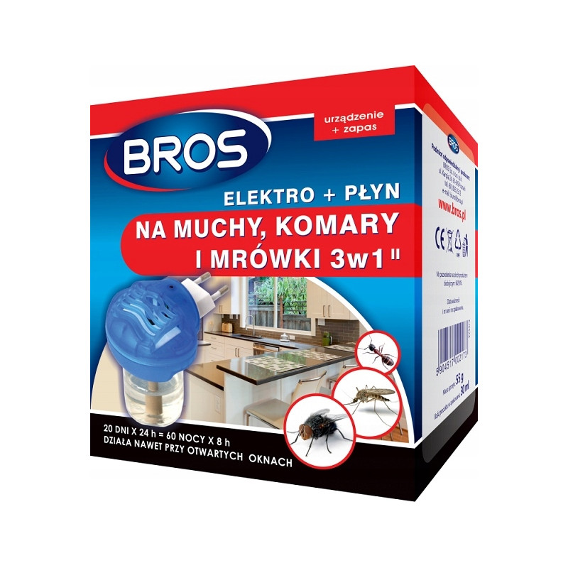 Bros Elektro Płyn na muchy/komary/mrówki 3w1