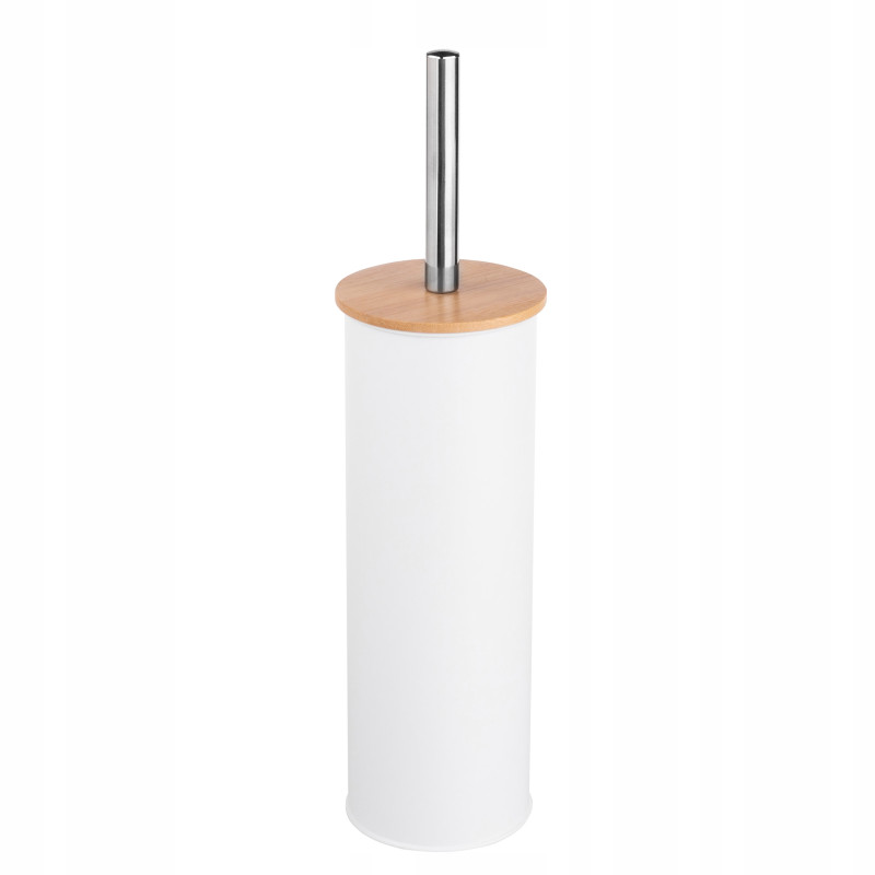 Szczotka do WC toaletowa do łazienki Altom Design biała w metalowej osłonie