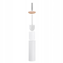 Szczotka do WC toaletowa do łazienki Altom Design biała w metalowej osłonie